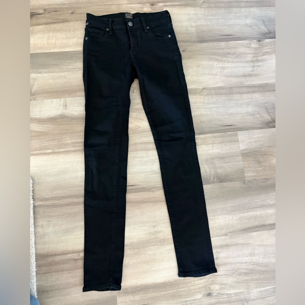 BLACK CITIZEN OF HUMANITY MID RISE SKINNY JEANS GENTLY WORN NO FADING